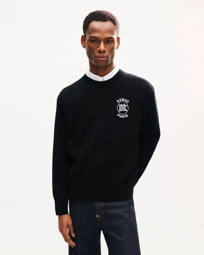 Maglione in cotone con ricamo “Kenzo Paris Emblem” Maglione in cotone con ricamo “Kenzo Paris Emblem”