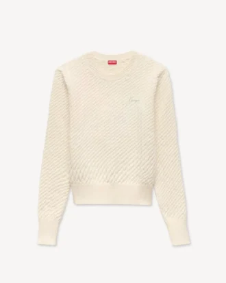 Maglione in maglia larga ricamato “Kenzo Signature” in misto cotone e lana