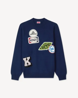 Maglione ricamato “Kenzo Badges” in misto cotone e lana