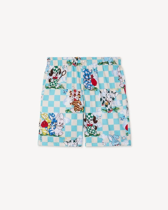 Pantaloncini elasticizzati “Kenzo Cartoon” in cotone seersucker Pantaloncini elasticizzati “Kenzo Cartoon” in cotone seersucker