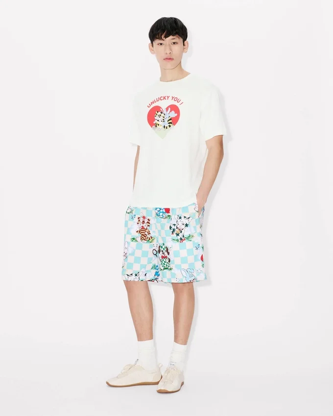 Pantaloncini elasticizzati “Kenzo Cartoon” in cotone seersucker Pantaloncini elasticizzati “Kenzo Cartoon” in cotone seersucker
