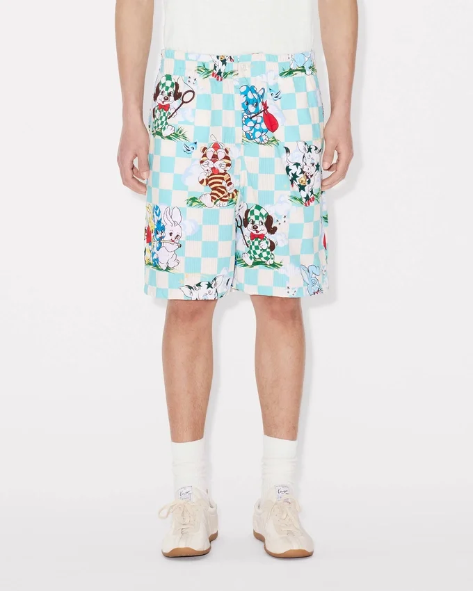 Pantaloncini elasticizzati “Kenzo Cartoon” in cotone seersucker Pantaloncini elasticizzati “Kenzo Cartoon” in cotone seersucker