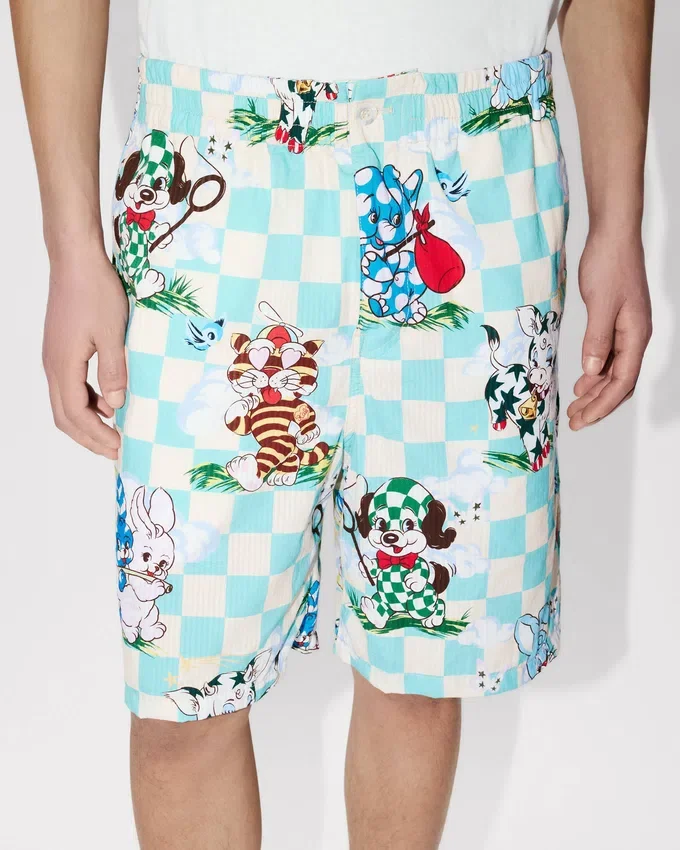 Pantaloncini elasticizzati “Kenzo Cartoon” in cotone seersucker Pantaloncini elasticizzati “Kenzo Cartoon” in cotone seersucker