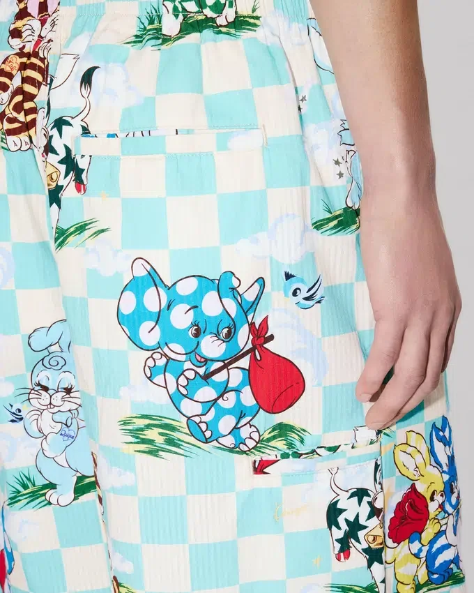 Pantaloncini elasticizzati “Kenzo Cartoon” in cotone seersucker Pantaloncini elasticizzati “Kenzo Cartoon” in cotone seersucker