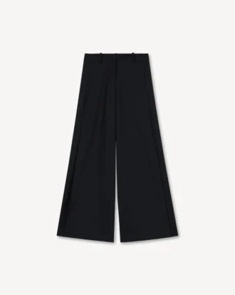 Pantaloni a gamba larga in lana vergine