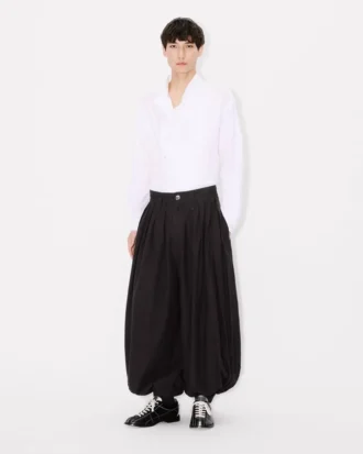 Pantaloni a palloncino con pieghe in cotone e canapa