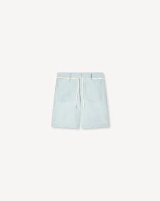 Pantaloni corti dritti in chambray stone bleach