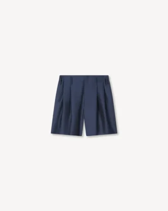 Pantaloni corti sartoriali in lana vergine e seta