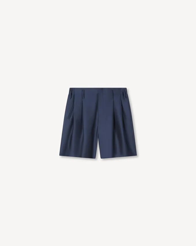 Pantaloni corti sartoriali in lana vergine e seta Pantaloni corti sartoriali in lana vergine e seta