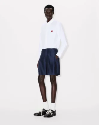 Pantaloni corti sartoriali in lana vergine e seta