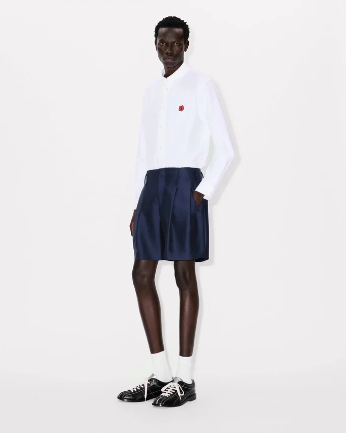 Pantaloni corti sartoriali in lana vergine e seta Pantaloni corti sartoriali in lana vergine e seta