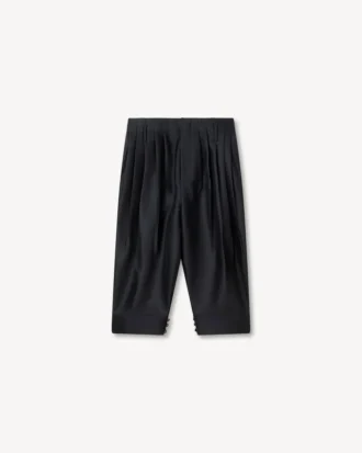 Pantaloni cropped sartoriali a pieghe in lana vergine e seta