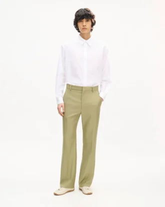 Pantaloni dritti sartoriali in lana vergine