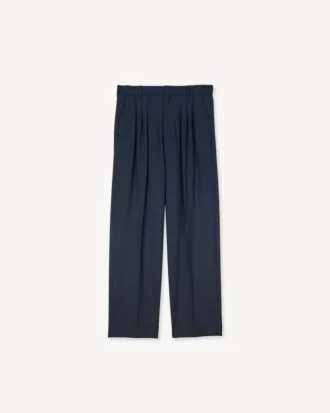 Pantaloni sartoriali a pieghe in lana vergine