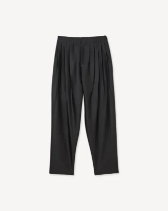 Pantaloni sartoriali a pieghe in lana vergine e seta
