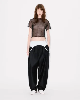 Pantaloni sartoriali a pieghe in lana vergine e seta