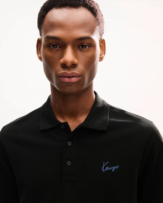 Polo slim in cotone con ricamo “Kenzo Signature” Polo slim in cotone con ricamo “Kenzo Signature”
