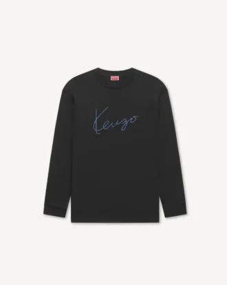 T-shirt a maniche lunghe in cotone con ricamo “Kenzo Signature”