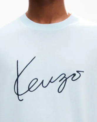 T-shirt con ricamo “Kenzo Signature” in lana merino