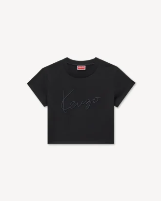 T-shirt corta ricamata “Kenzo Signature” in cotone
