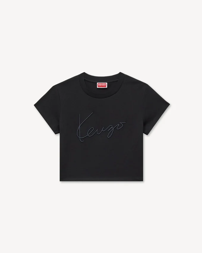 T-shirt corta ricamata “Kenzo Signature” in cotone T-shirt corta ricamata “Kenzo Signature” in cotone
