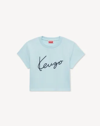 T-shirt corta ricamata “Kenzo Signature” in cotone