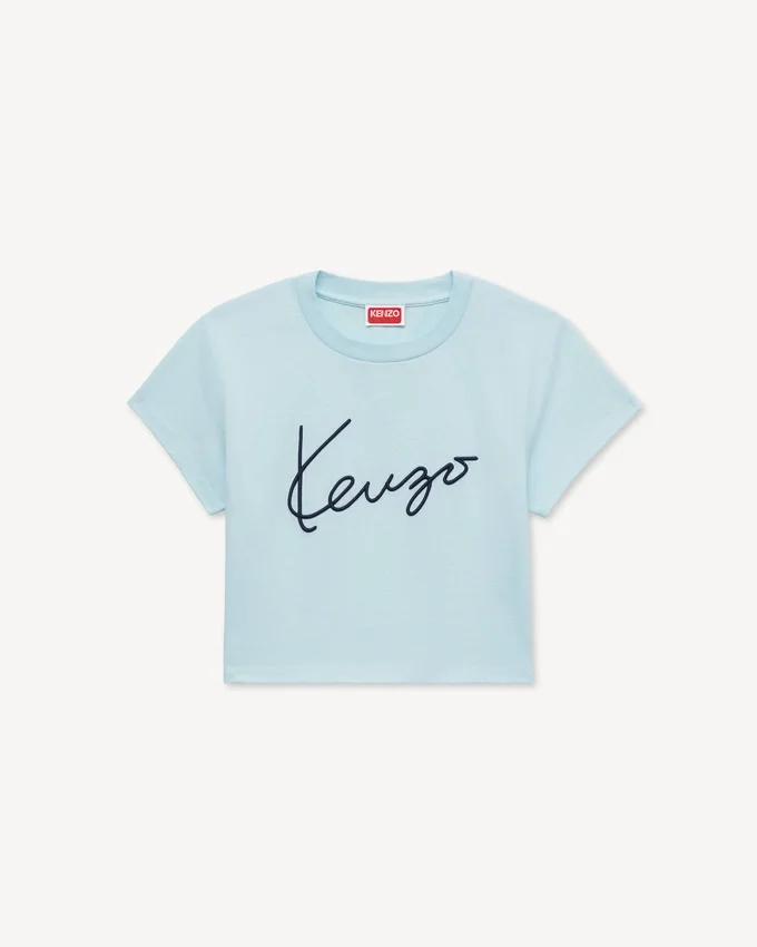 T-shirt corta ricamata “Kenzo Signature” in cotone T-shirt corta ricamata “Kenzo Signature” in cotone