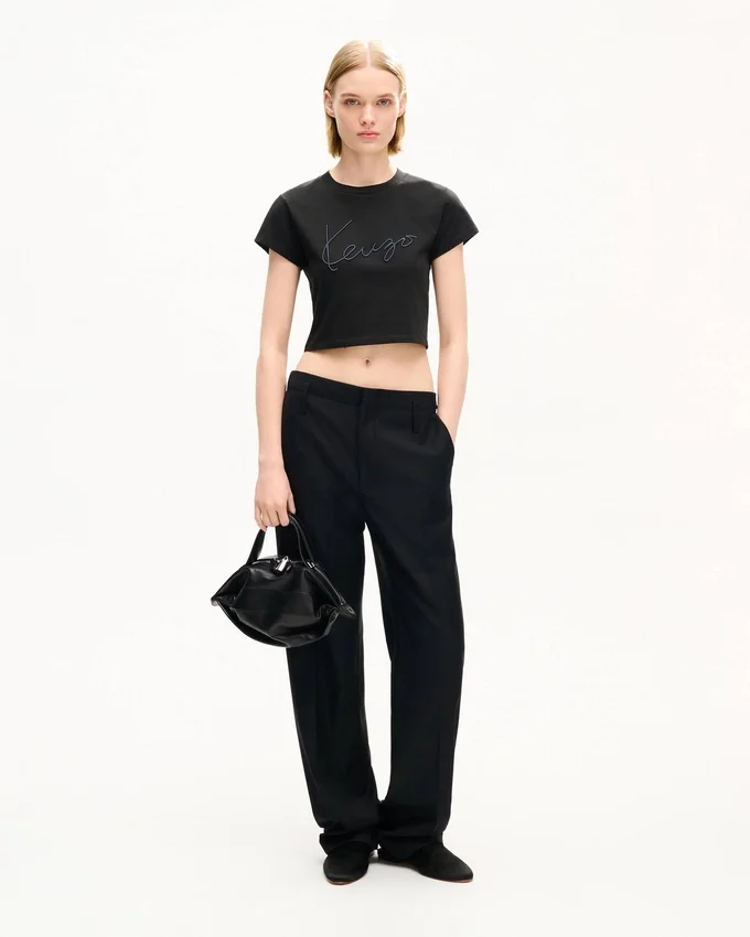 T-shirt corta ricamata “Kenzo Signature” in cotone T-shirt corta ricamata “Kenzo Signature” in cotone