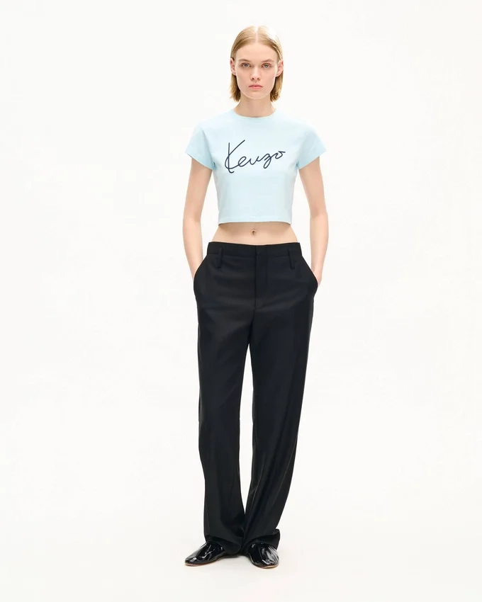 T-shirt corta ricamata “Kenzo Signature” in cotone T-shirt corta ricamata “Kenzo Signature” in cotone