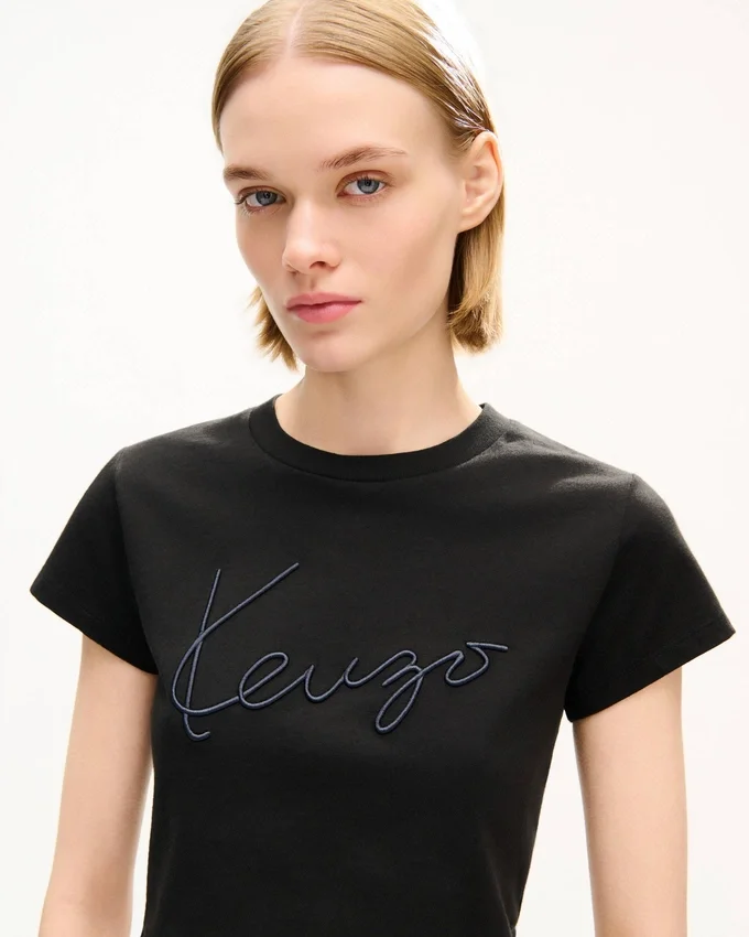 T-shirt corta ricamata “Kenzo Signature” in cotone T-shirt corta ricamata “Kenzo Signature” in cotone