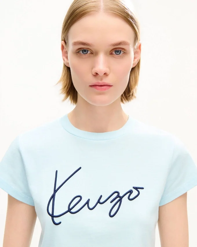 T-shirt corta ricamata “Kenzo Signature” in cotone T-shirt corta ricamata “Kenzo Signature” in cotone