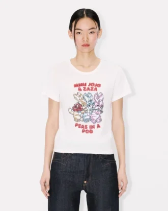 T-shirt in cotone con ricamo “Kenzo Cartoon”