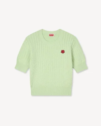 Top a maniche corte “Boke Flower” in misto cotone e lana