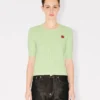 Top a maniche corte “Boke Flower” in misto cotone e lana