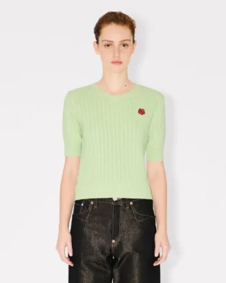 Top a maniche corte “Boke Flower” in misto cotone e lana