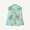 Top senza maniche “Kenzo Cartoon” in misto seta e lino